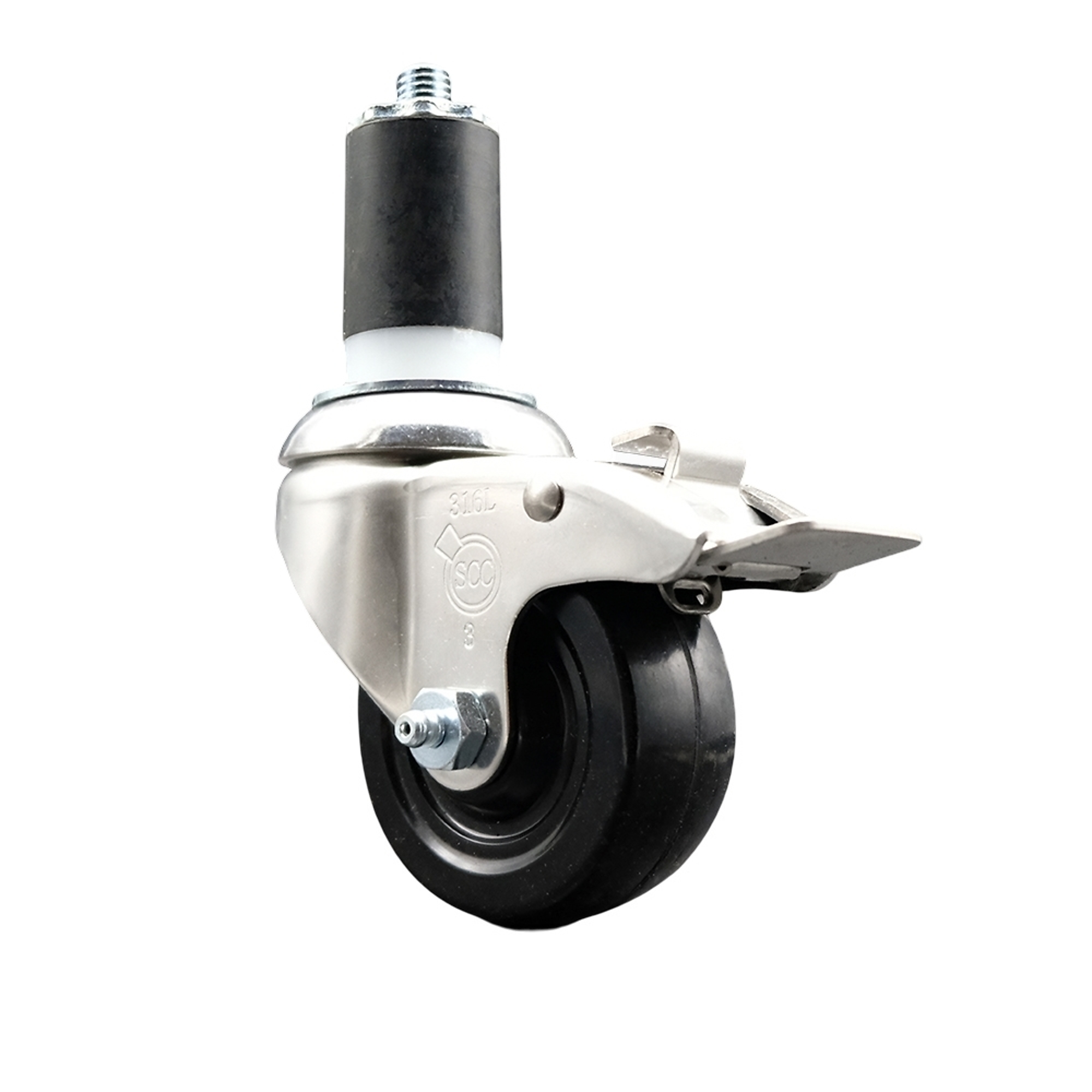 Service Caster, 3 1/2in. x 1 1/4in. Stem Caster, Wheel Diameter 3.5 in, Caster Type Swivel, Package (qty.) 1, Model# SCC-SS316TTLEX20S3514-SRS-158
